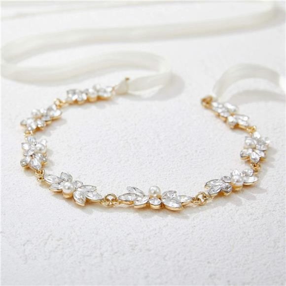 SWEETV Flower Girl Hair Headband Girls Headpiece Princess Crystal Hair Pieces